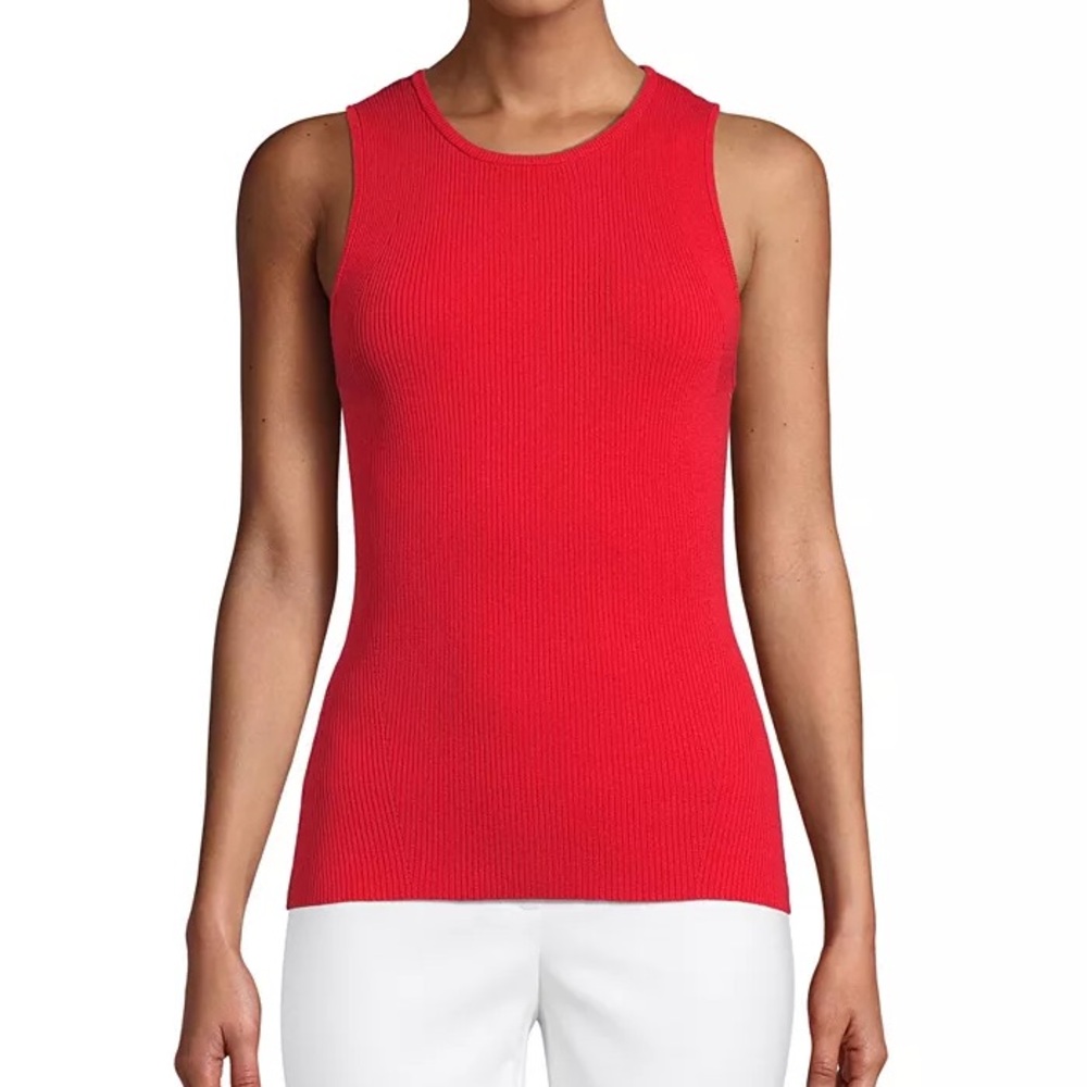 Anne Klein Ribbed Sleeveless Sweater Top Shell Tank Medium